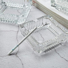 Square Glass Misti Crystal Quality Cigar Cigarette Ashtray Round Tabletop for Home Office Indoor Outdoor Home Decor