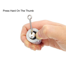 Side view of metal magic cane demonstrating its functionality in tricks.