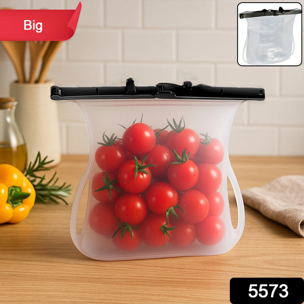 Reusable Silicone Food Storage Bag – Leakproof, Flat Bottom, Freezer & Microwave Safe, BPA-Free Snack & Sandwich Bag (1 Pc)